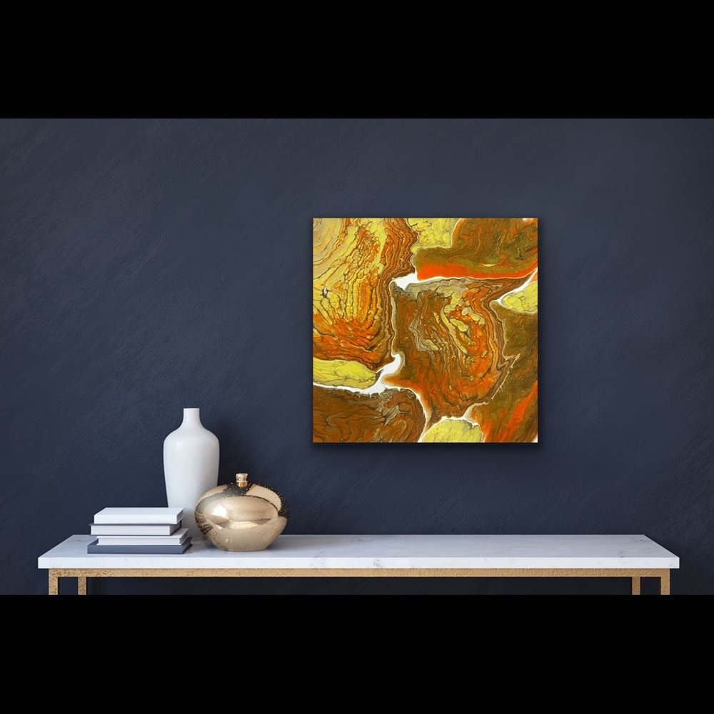 Painting - Fluid Art Original On 10x10 Canvas - Autumn Leaves 🍁